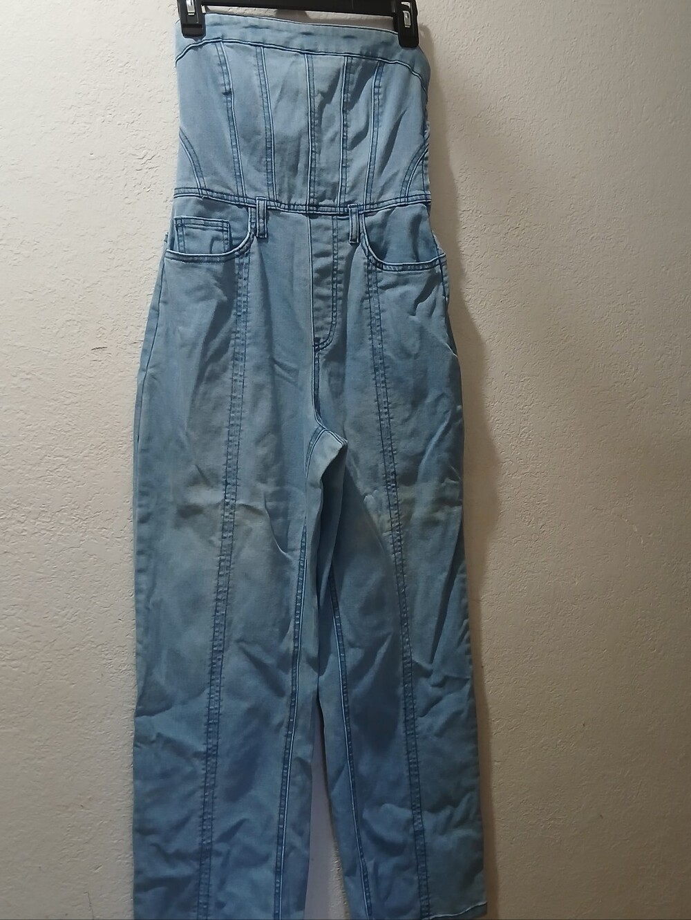 Forever 21 Light Blue Denim Strapless Jumpsuit
